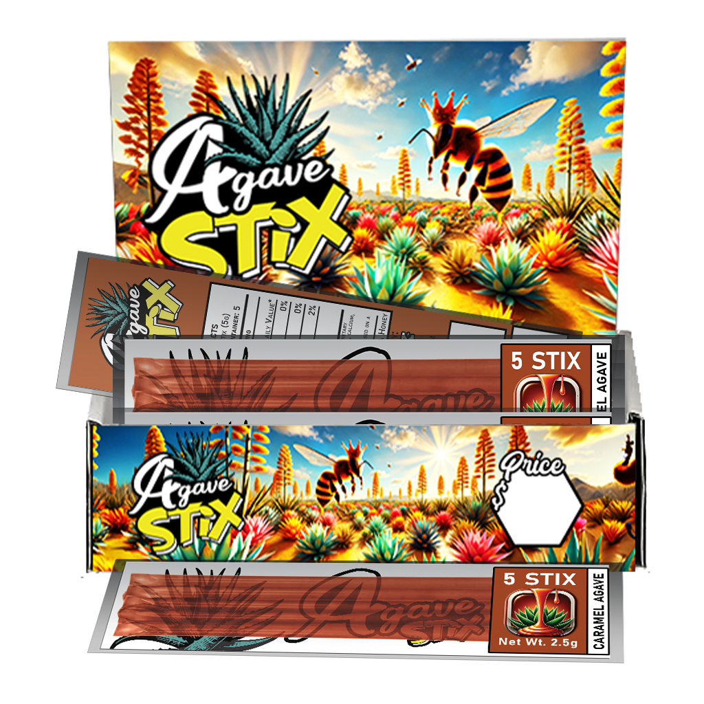 TWENTY - 5 Packs of Caramel Agave Stix with Display