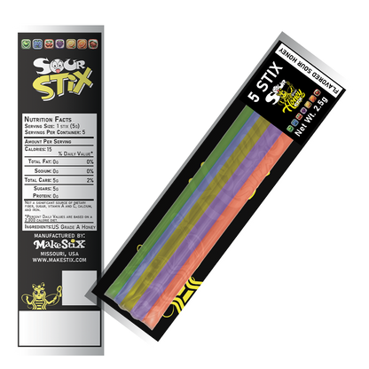 Meloding Stix Buy Assorted Sour Honey Stix - 20 Packs of 5 Packs with Display ...
